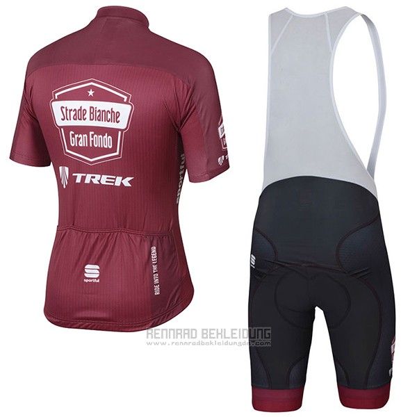 2017 Fahrradbekleidung Strade Bianche Trek Rot Trikot Kurzarm und Tragerhose